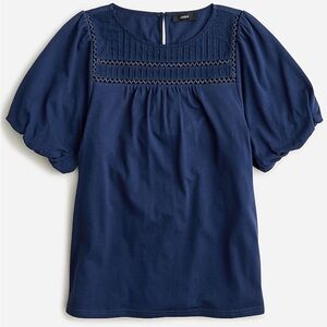 🖤J.Crew Lace-Trim Puff-Sleeve T-Shirt